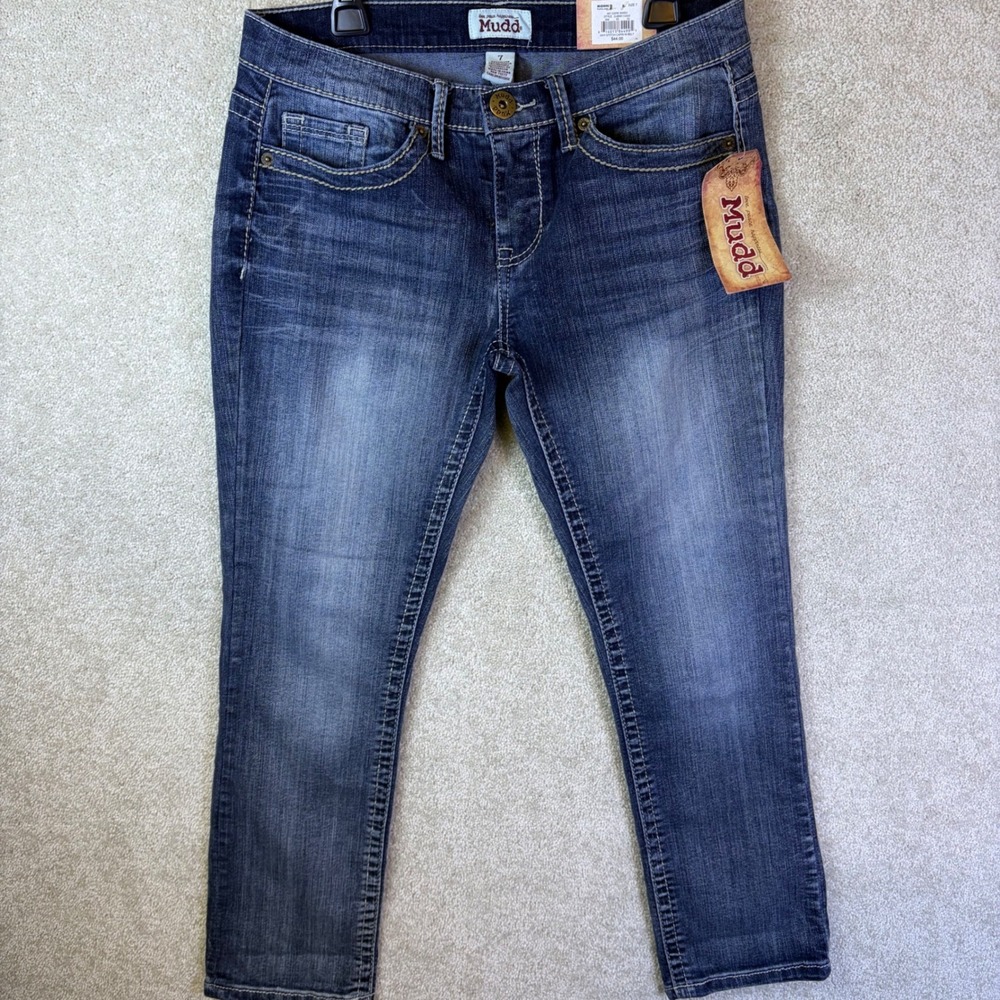 Mudd‎ Capri Jeans Women Juniors 7 (29x25) Blue Denim Low Rise Cropped DJBM114502